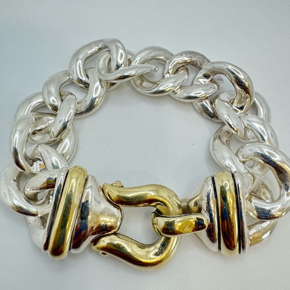 David yurman two tone buckle curb chain bracelet - Picture 4 of 11